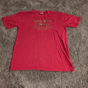 Sea‎ Man Aruba One Happy Island Iguana Embroidered Red T-Shirt Mens Large L